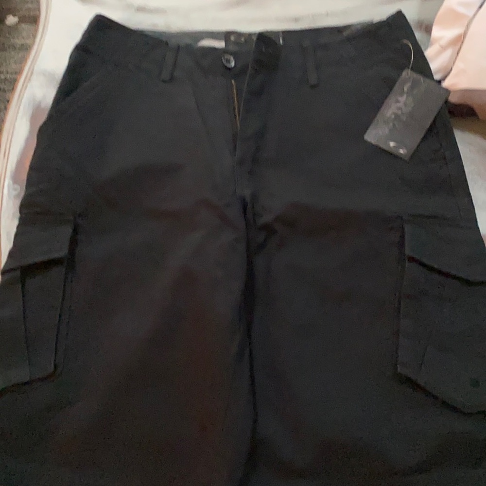 Oakley black cargo fit flat front shorts